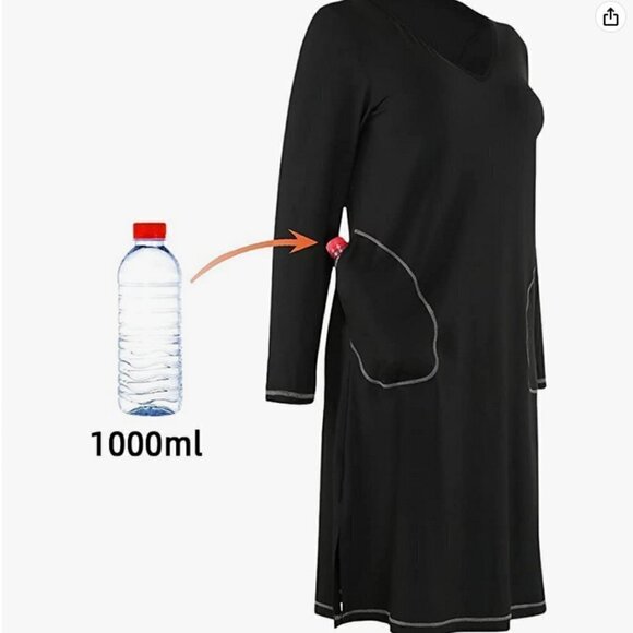 iloveSIA Long-Sleeve V-Neck Ultra-Soft Nightshirt Dress, S - Picture 6 of 7